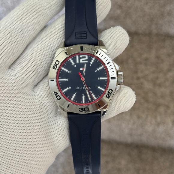 Tommy Hilfiger Black and Silver Sporty Watch
